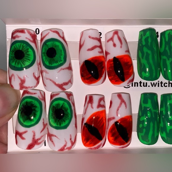 Handmade long coffin shape press on nails - Halloween - Picture 4 of 11